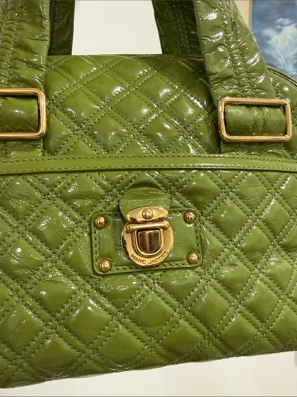 Marc Jacob’s Quilted Olive Green Barrel Handbag